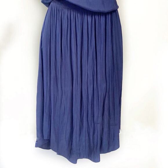 Ramy Brook Navy Mini Dress | High Neck Pleated Cocktail Party Wedding Guest Look - Picture 14 of 16